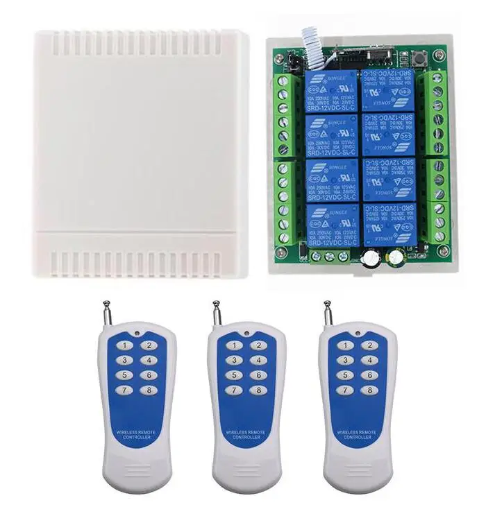 add 3pcs remote 500m AC/DC 12V 8CH 8 канальный Беспроводной дистанционного Управление; радио переключатель для гаража/ролика/раздвижные ворота/двигатель постоянного тока led - Цвет: add 3pcs remote