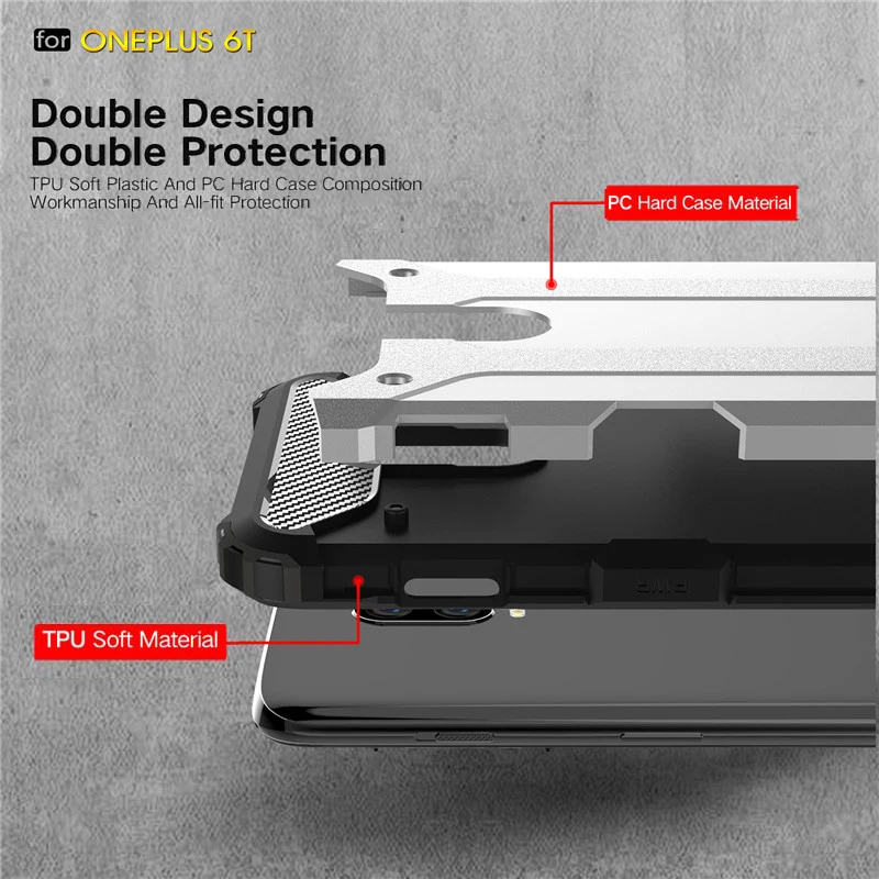 Beworlder For Oneplus 6T Case Dual Layers TPU PC Plastic Popular Armor Hybrid Exquisite Hard Phone Cover One Plus |