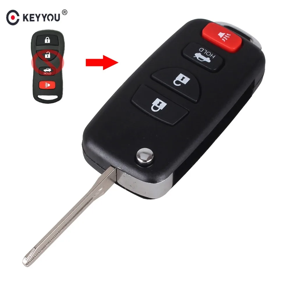 KEYYOU модифицированный 3 + 1 4 кнопки раскладной дистанционный ключ для Nissan Infiniti Xterra