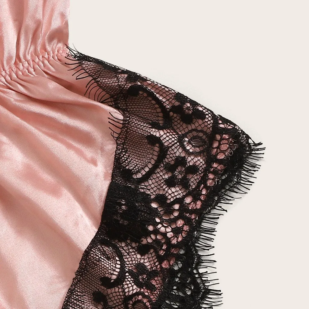Пижама женская летняя из сатина с бантом и кружевной спинкой S-XL | Женская одежда
