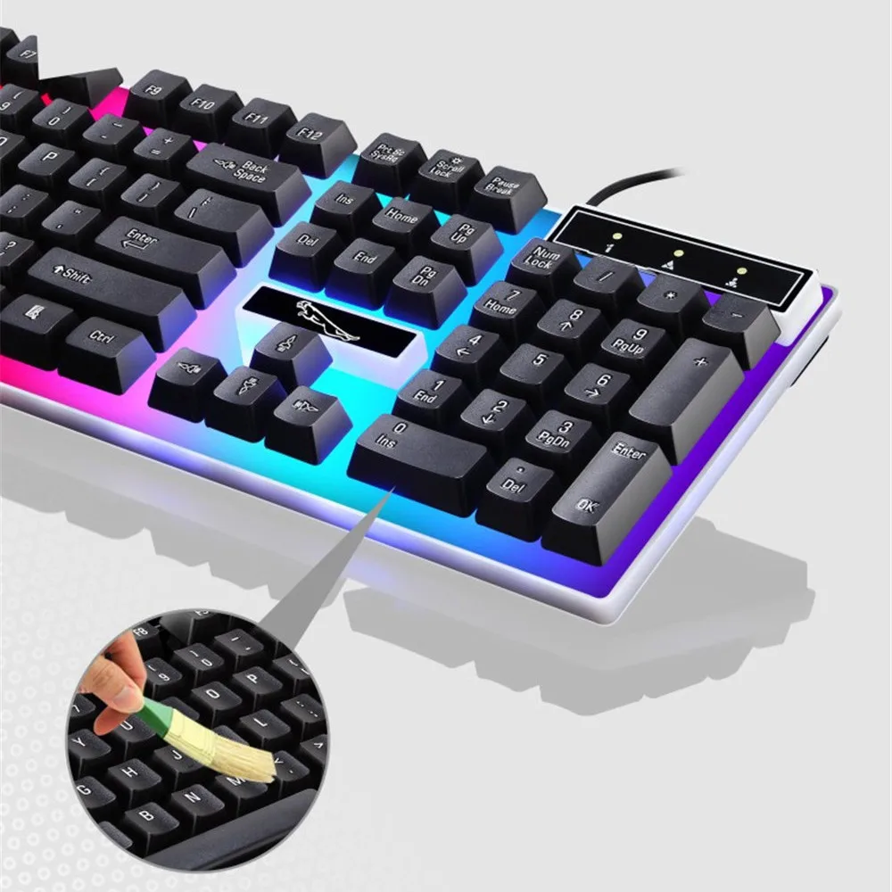 USB Проводная клавиатура и оптическая мышь комбинированная цветная с подсветкой