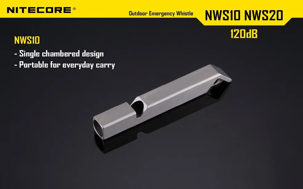 Nitecore NWS10 титановый аварийный ожерелье со свистком уличный кулон 120 дБ с брелоком +