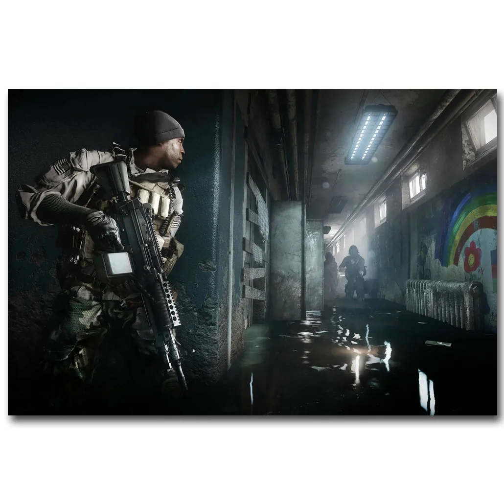 Светло-зеленый Battlefield bf 1 4 Книги по искусству шелк Ткань плакат печать 13x20 24x36 дюймов Горячая игра солдат фотографии для детской комнаты настенный Декор подарок 04 - Цвет: Светло-зеленый