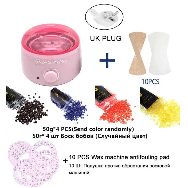Pink UK plug set Удаление волос воска с горячим расплавом воск нагревательный элемент машины для производства 200/100 г восковых шариков бобы 20 штук наклейки для удаления волос комплекты воском комплект Сера depilatori - Цвет: Pink UK plug set
