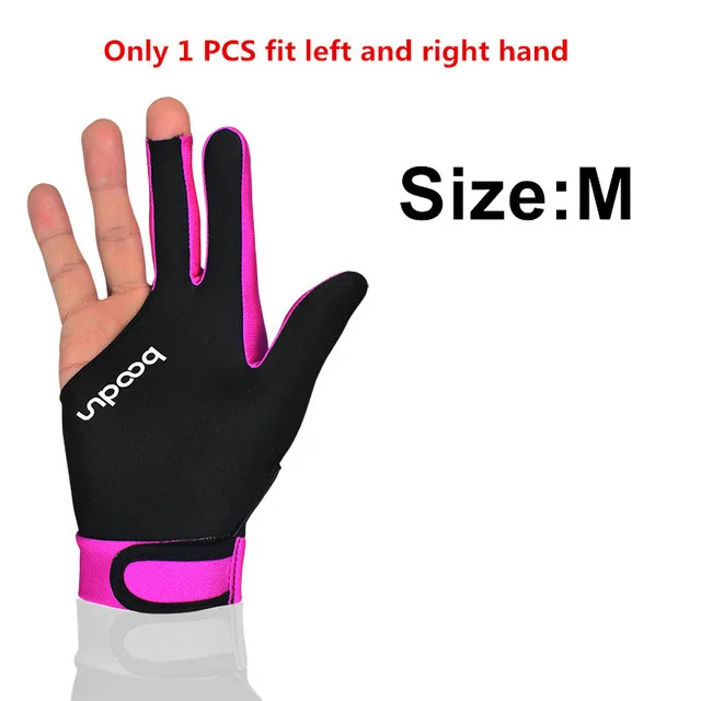 1PCS Rose M Boodun 1 шт. три пальца бильярдные перчатки для бильярда для мужчин и женщин подходят как для левой, так и для правой руки бильярдные аксессуары - Цвет: 1PCS Rose M