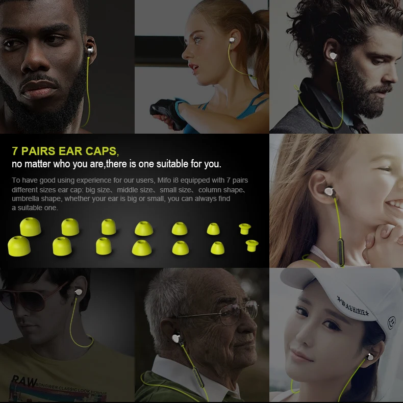 Mifo i8 bluetooth-наушники для спорта Беспроводной стерео музыка Headpone Магнитный всасывания зарядки наушники