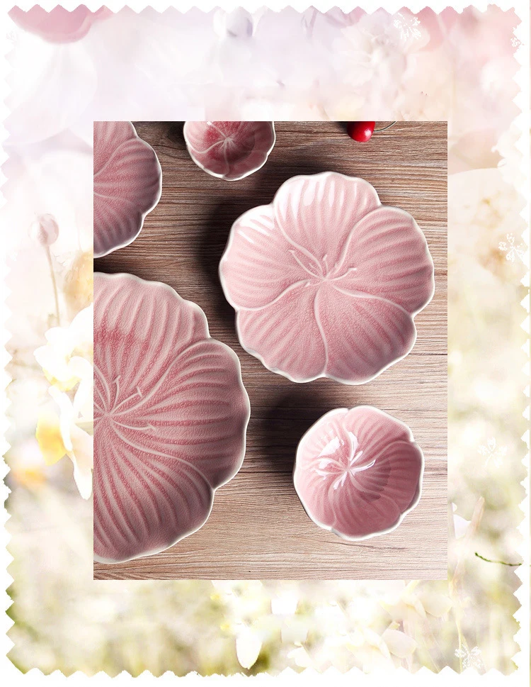 Вишневые тарелки, керамический столовый набор, блюдо для торта, кондитерский поднос для фруктов, керамическая посуда, стейк, обеденная тарелка, украшение