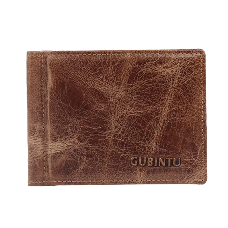 Coffee Money Clip Мужской зажим для денег из натуральной кожи, модный RFID мужской кошелек, мини мужской кошелек, зажим для денег - Цвет: Coffee Money Clip