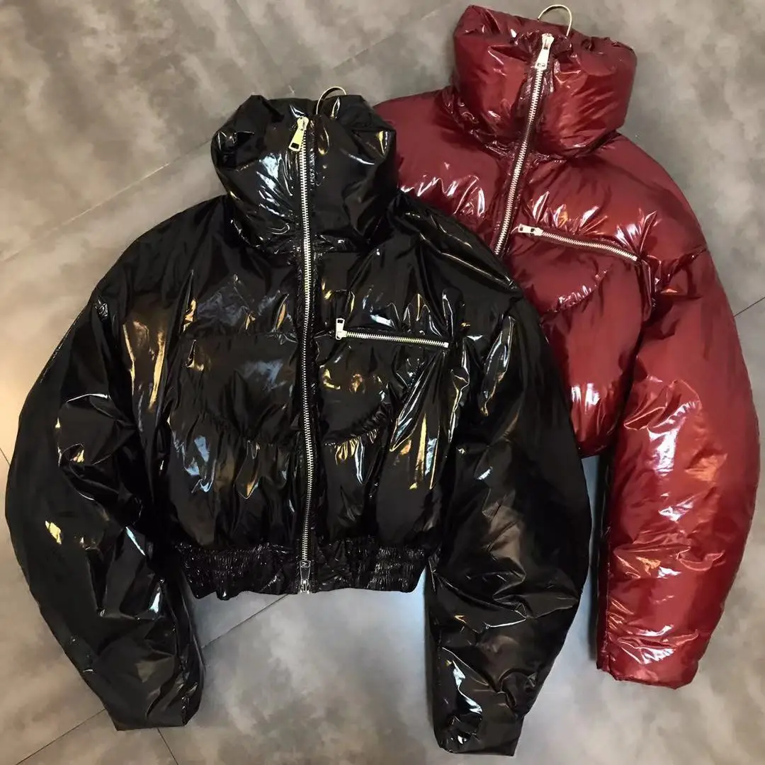 2018 Зима Новая парка с воротником стойкой длинными рукавами на молнии карман