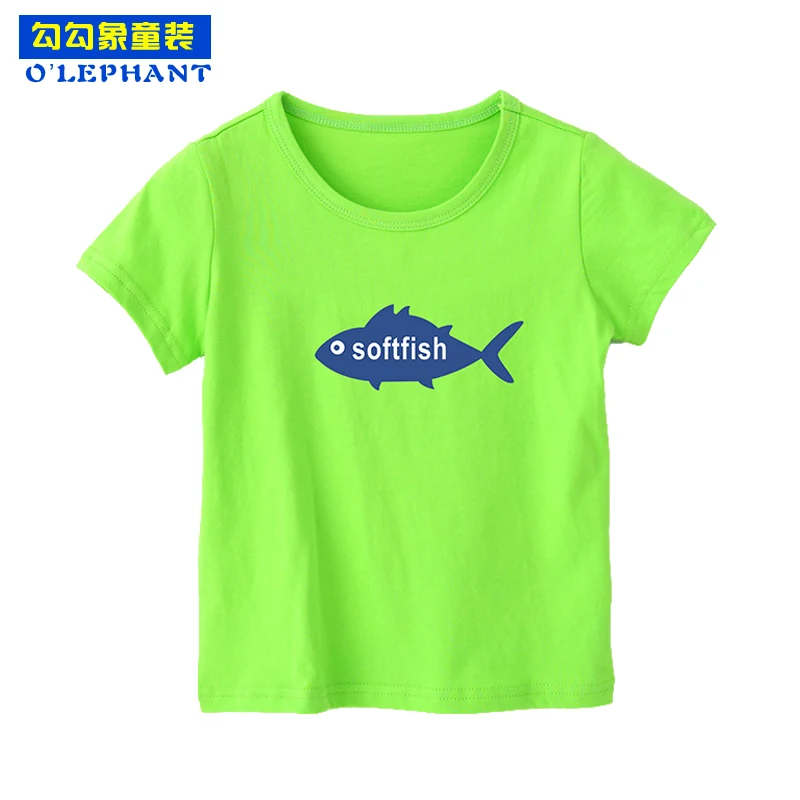 Короткая мягкая одежда с рисунком рыбы летняя детская футболка для девочек