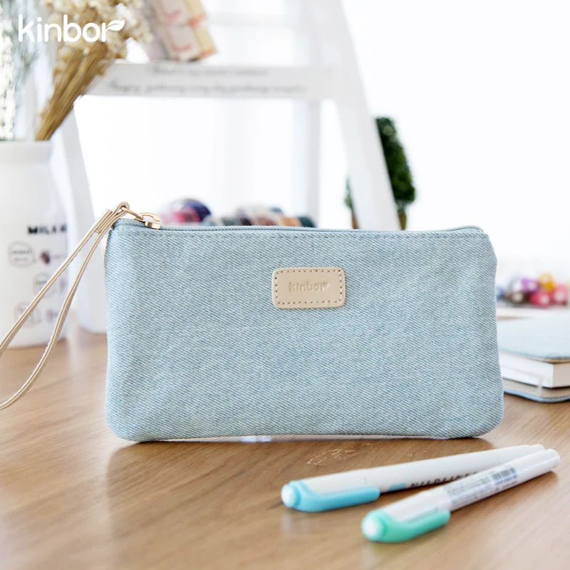 KINBOR джинсовая креативная сумка для карандашей из ПУ высокой емкости чехол 1 шт. |