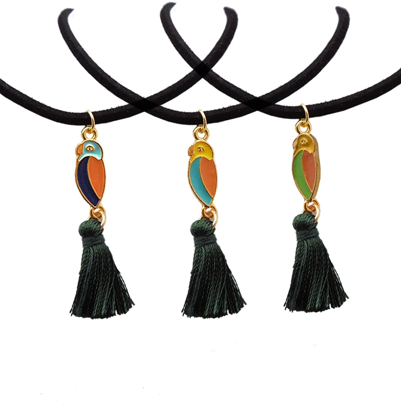 Эмаль Попугай ожерелье для женщин Металл попугай птица кисточкой серьги набор