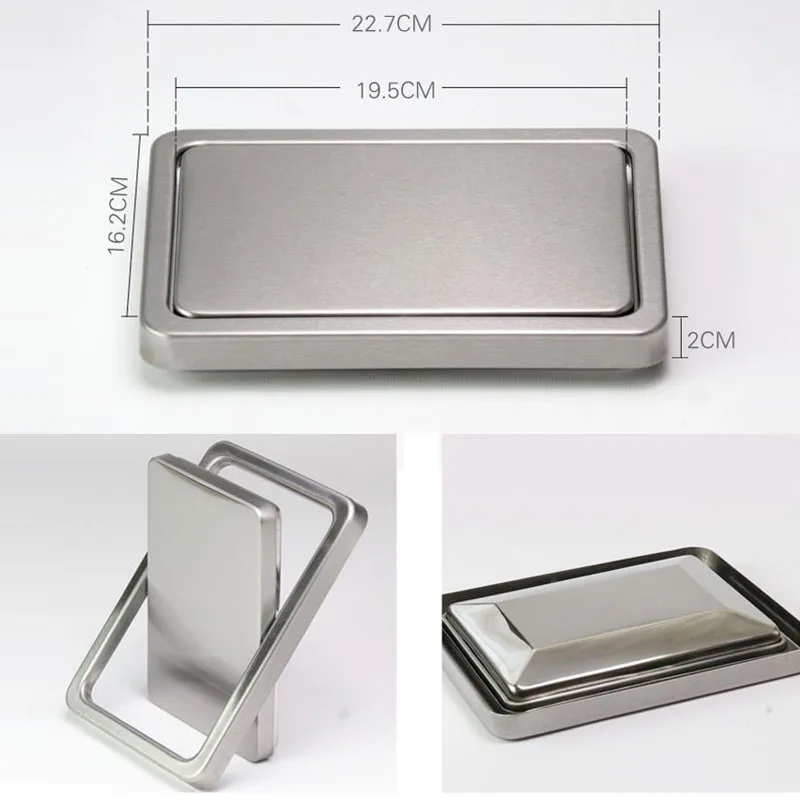 Square Top Small Утопленный лоскут из нержавеющей стали, встроенный баланс, откидная крышка, мусорное ведро, мусорное ведро, кухонная столешница - Цвет: Square Top Small