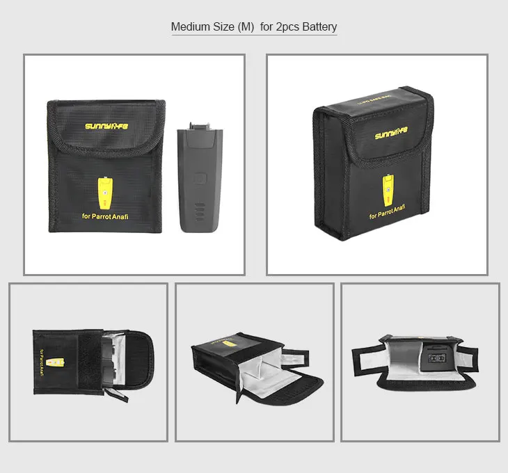 Sunnylife lipo safety сумка защитный чехол для батареи для Parrot Anafi батареи для Дронов Взрывозащищенная сумка для хранения