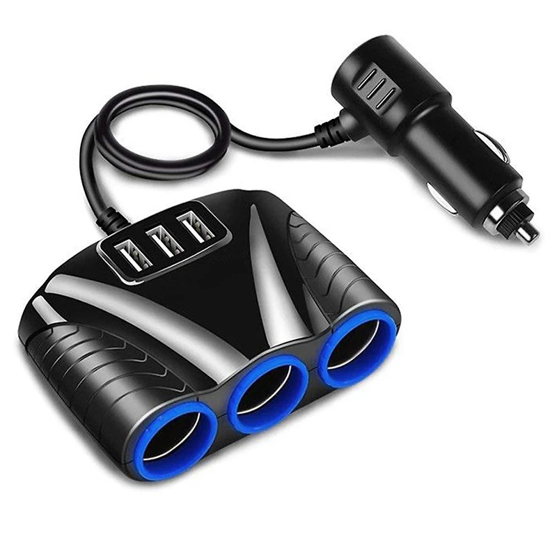 Cigarette Lighter Adapter 3 way Car Multi Socket Splitter 3USB Charger DC Power for Phone and GPRS | Автомобили и мотоциклы