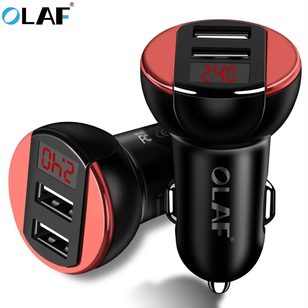 OLAF Dual USB Car Charger With LED Display Universal Mobile Phone Fast For iPhone Samsung Xiaomi Huawei GPS Car-Charger | Мобильные