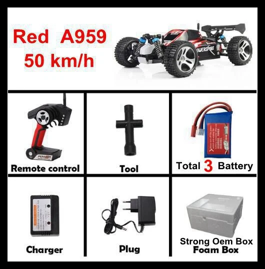 Wltoys A959 A959-B A979-B 50 км/ч 70 км/ч 85 км/ч 2,4 г 4CH высокоскоростной пульт дистанционного управления RC скоростной гоночный автомобиль ударопрочный внедорожный - Цвет: 50kmH red a959 3 b