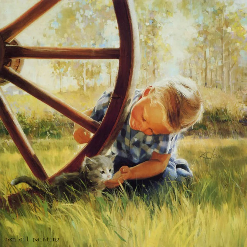 High Skill Hand-painted Customized Impression Baby Play with Cat Oil Painting on Canvas Wall Art Pictures Decorative Kids Room
High Skill Hand-painted Customized Impression Baby Play with Cat Oil Painting on Canvas Wall Art Pictures Decorative Kids Room
