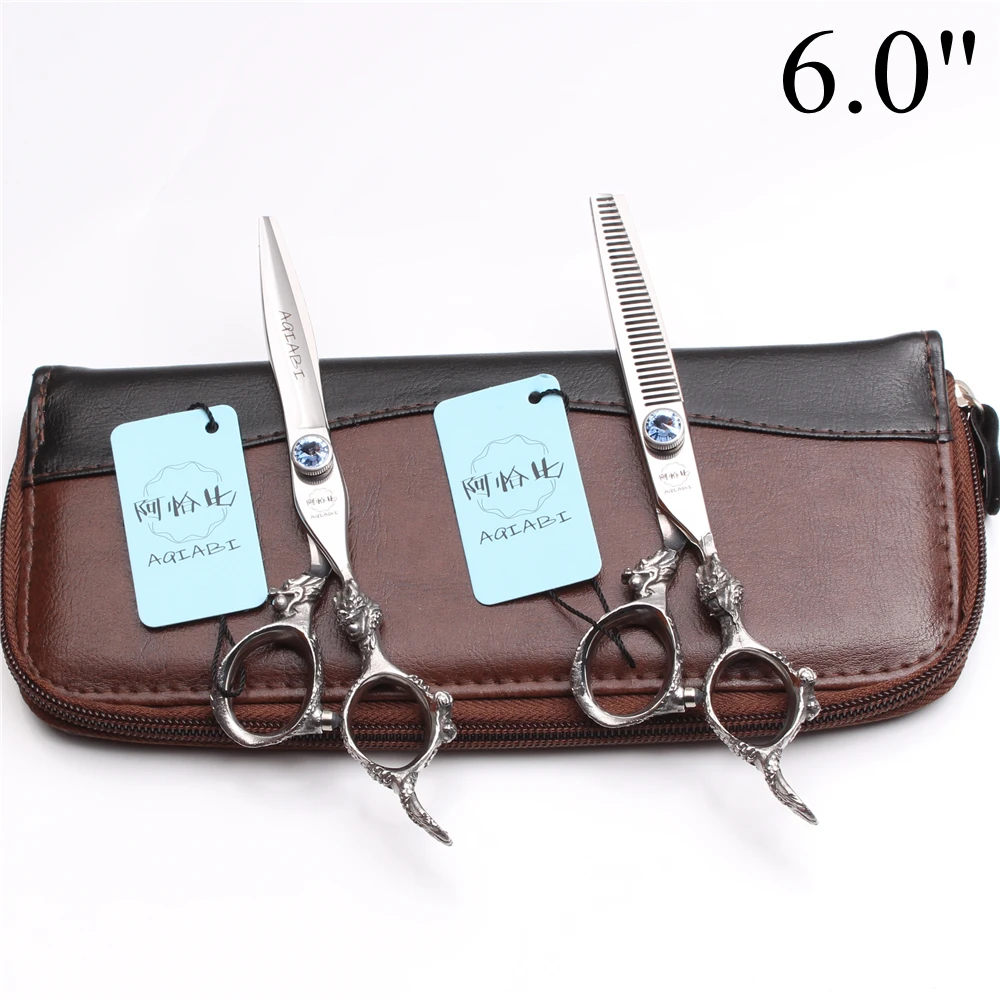 6&quot 17.5cm Japan 440C AQIABI Barber Shop Cutting Shears Thinning Scissors Hair Clippers Professional Hairdressing A9108 | Красота и