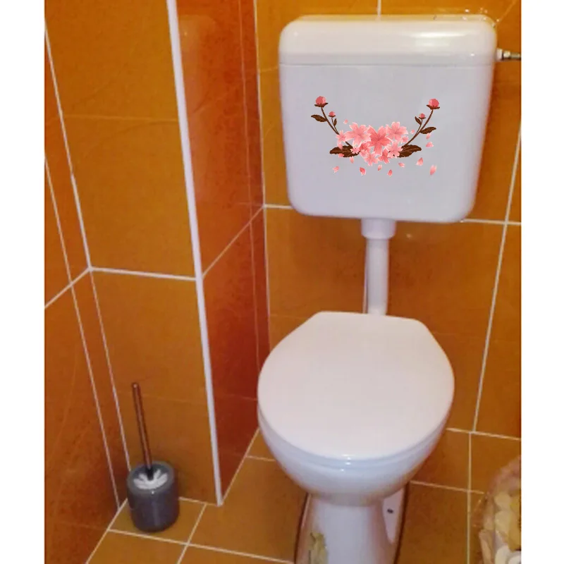 YOJA 24*14.8CM Hand Painted Cherry Blossom Cluster Fresh Kids Room Decor Wall Toilet Sticker T1-0468 | Stickers