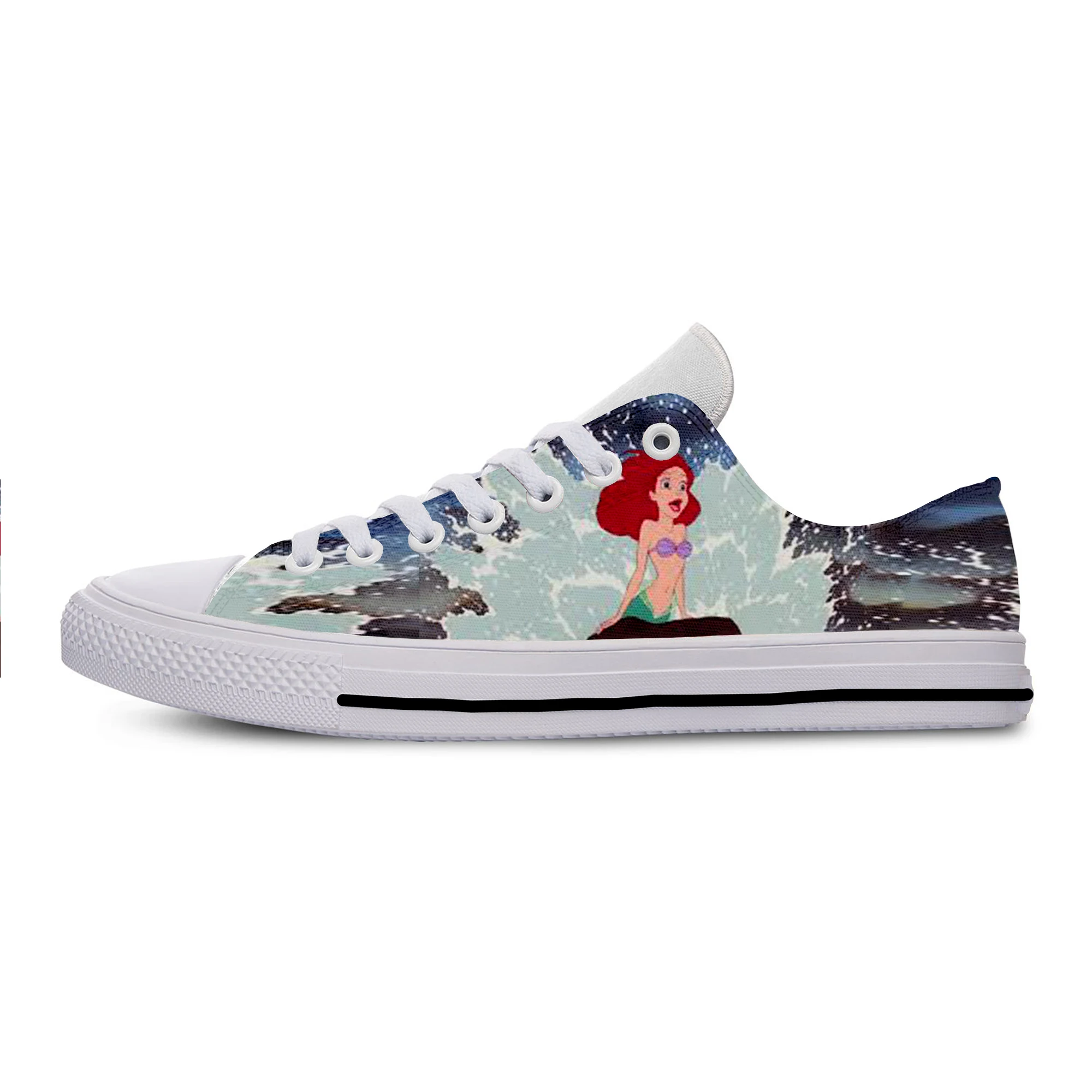 2019 Hot Cool Fashion Cartoon Funny Summer Sneakers Handiness Casual Shoes 3D Printed For Men Women The Little Mermaid Ariel | Обувь