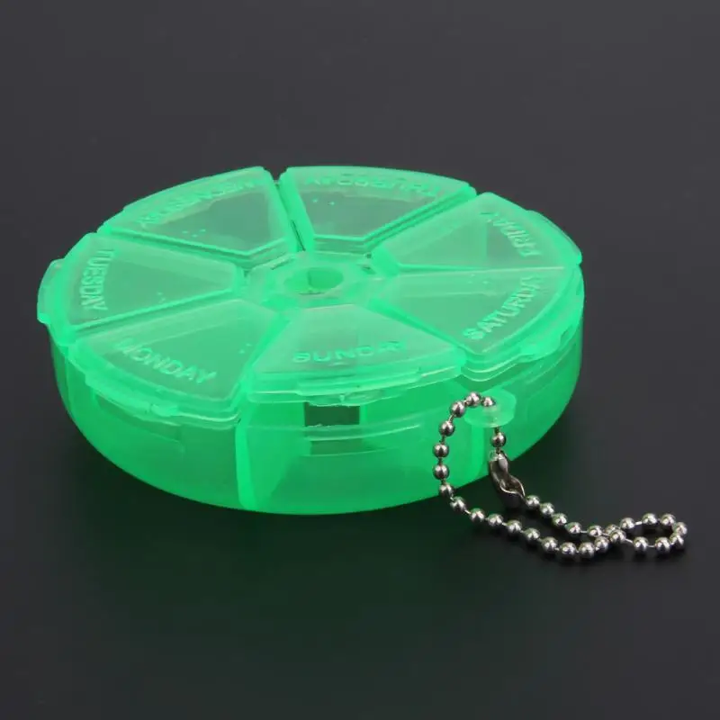 1pc 7 Slots Compartment Round Pill Cases Box Portable Medicine Holder Case Container Organizer Health Care Random | Красота и