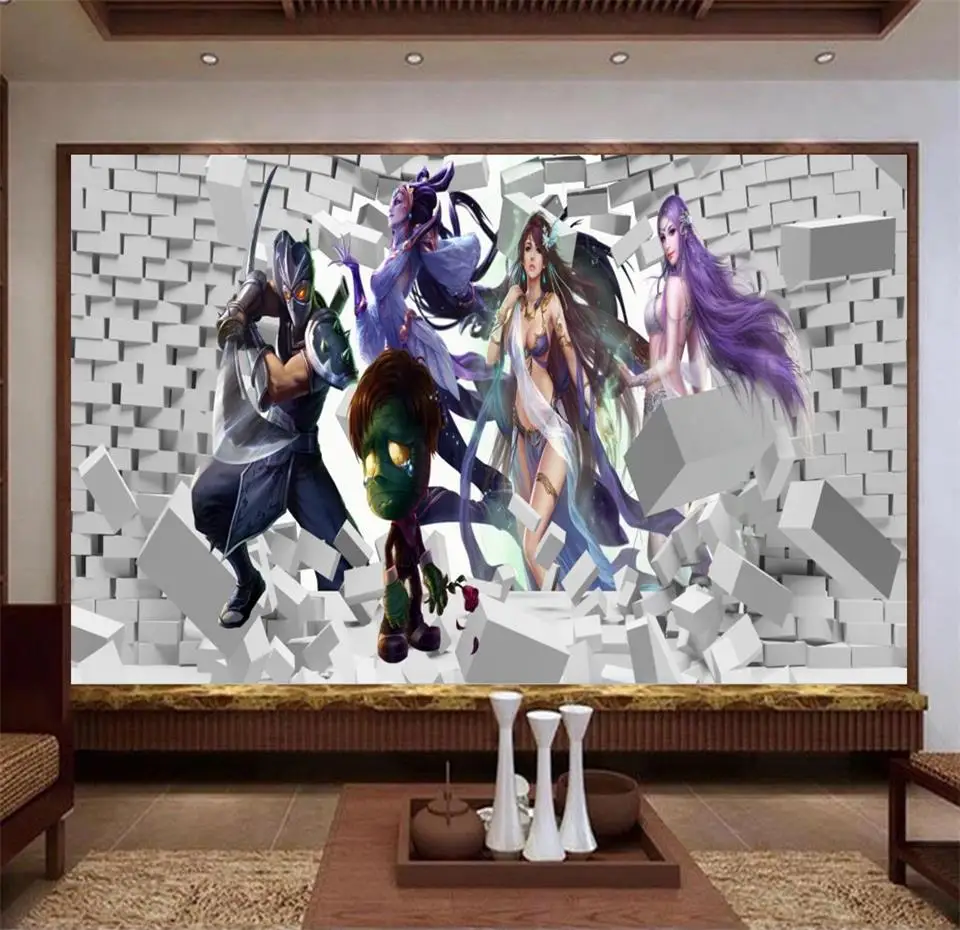 Пользовательский размер 3d обои фото детской комнаты росписи аниме кирпичная