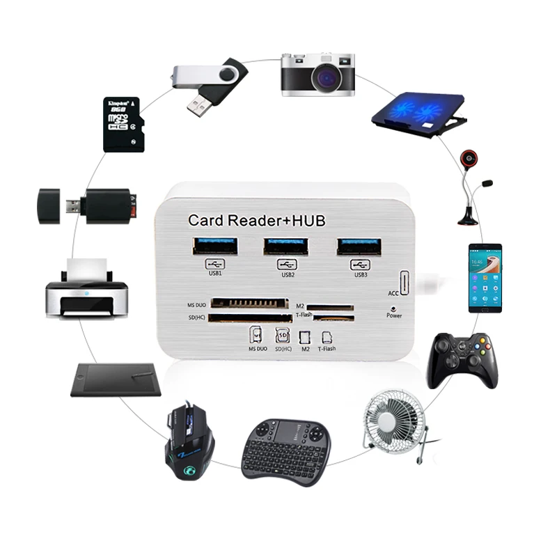 3 порта USB 0 кардридер комбо многопортовый usb адаптер с SD/MMC/M2/MS Pro Duo концентратор