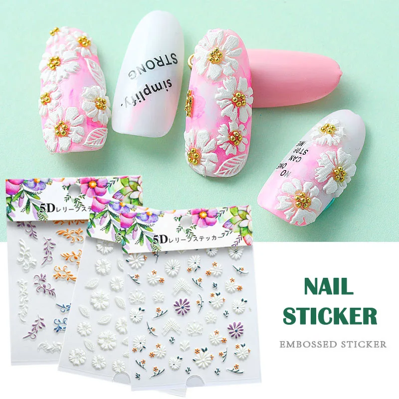 5D стикер для ногтей с цветком серия рельефный OR88|Стикеры и наклейки| |