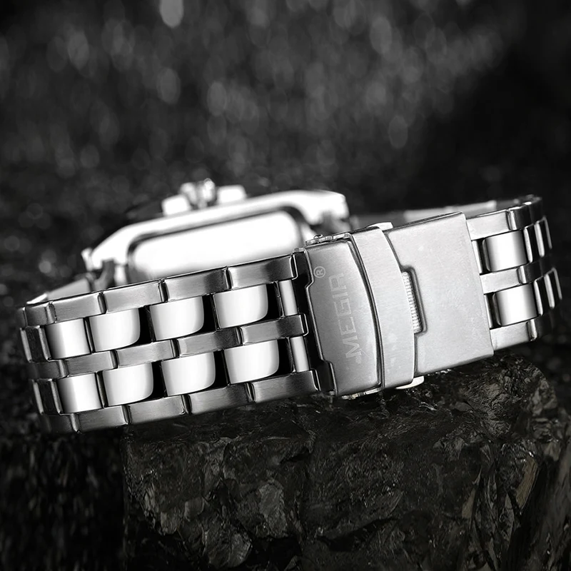 MEGIR мужские часы из нержавеющей стали оригинальные Роскошные кварцевые деловые