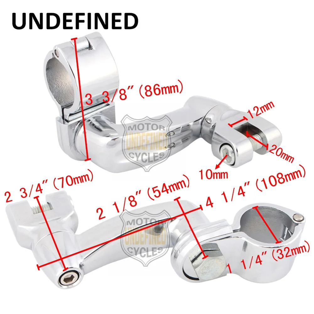 

Hight Quality Motorcycle Parst Chrome Angled Adjustable 1 1/4" Highway Bar Streamliner Footpeg Mount For Harley UNDEFINED