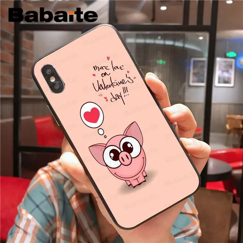 Для iphone 11pro max мягкий чехол для телефона с мультяшным животным поросенком 8 7 6 6S Plus X