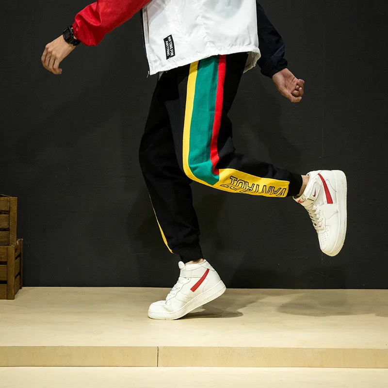 Jogger Pants Men Hip Hop Track Retro Patchwork Loose Fashion Casual Streetwear Male Sweatpant Pantalon Hombre College 2018 | Мужская