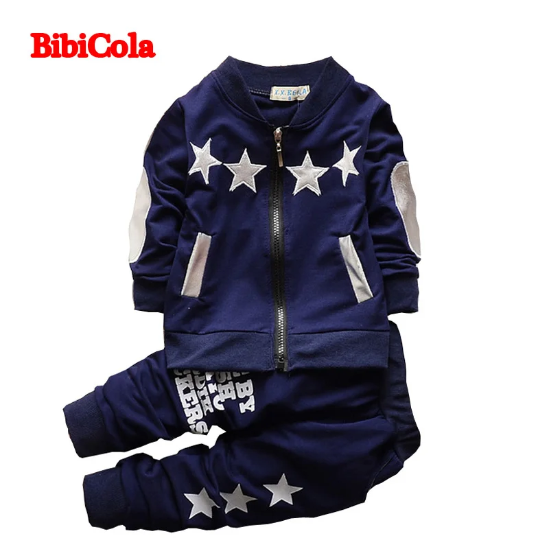 

BibiCola 2Pcs Set Spring Autumn style Infant clothes Clothing Sets Baby Boys Long Sleeve Cardigan Stars Coat+Pants Outfits Suit