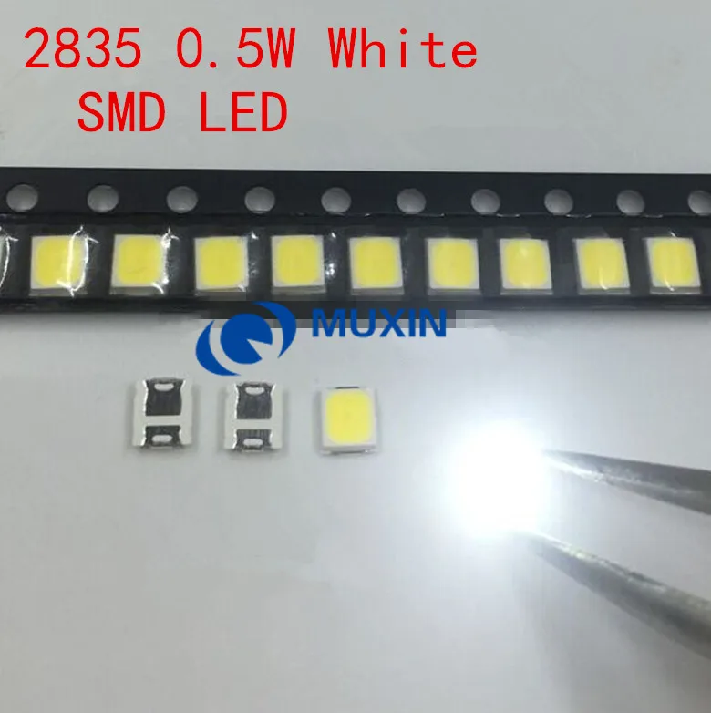 100 шт. SMD СВЕТОДИОДНЫЙ 2835 белый Чип 0 5 Вт 3 в мА 50 55 лм сверхъяркий SMT поверхностное