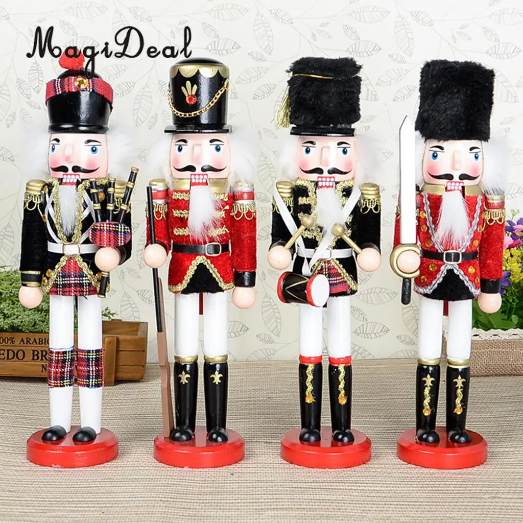 

Set of 4 Pieces Wooden Nutcracker Soldier Puppet Christmas Decoration Crafts Ornaments Xma's Toys Gifts