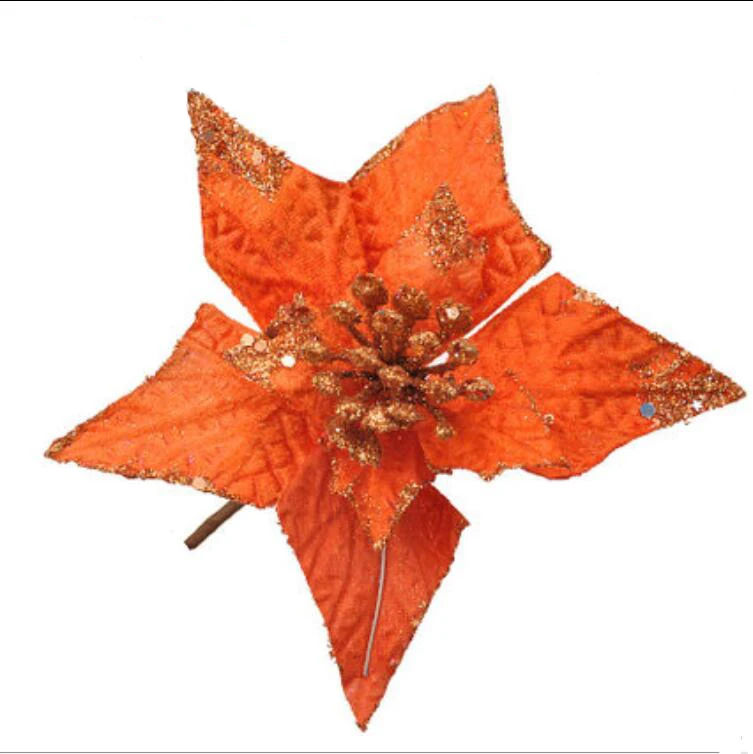 j 10 шт./лот,, рождественские, 15 см искусственные цветы, блестящие, Poinsettia, украшения для дома, фестивали, Рождественские елки, вечерние украшения, принадлежности - Цвет: j