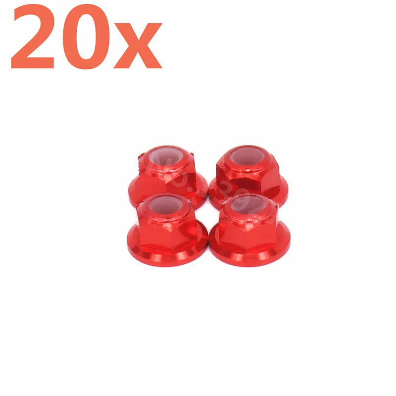 20 Pieces RC Cars Upgrade Aluminum Alloy Wheel Lock Nut M4 4MM 1747 For Rc Hobby Car 1/16 Scale Models Traxxas Slash | Игрушки и хобби