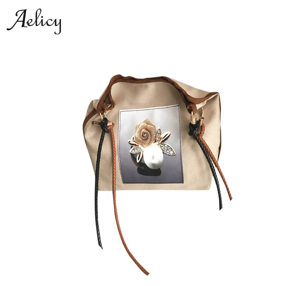 Aelicy холщовая пляжная сумка для покупок девочек Женская Ретро простая через плечо