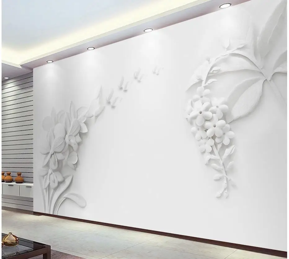 3D обои для комнаты современные минималистичные Настенные с изображением орхидеи