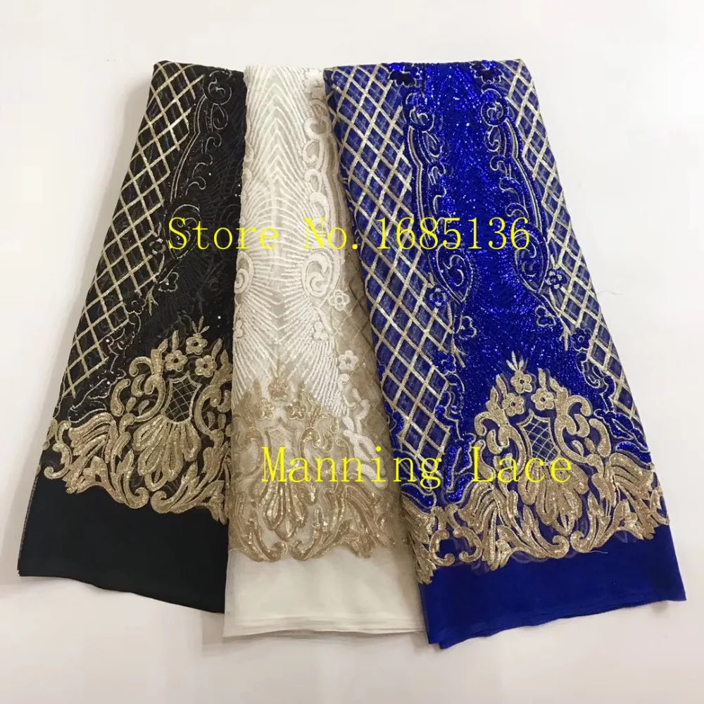 

New Arrival Fashion Design African Lace Fabric High Class Embroidered African Lace Dress Sequins Lace Fabric For Party