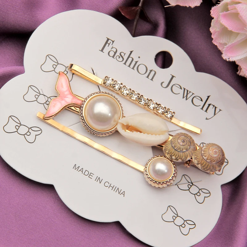 3 шт. модные заколки для волос в виде ракушек женская заколка пряжка зажим