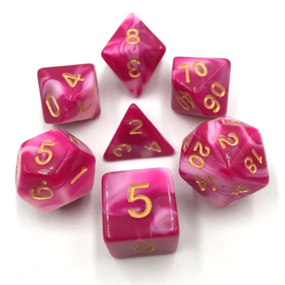 Rollooo кости 7 шт./компл. olyhedral двойной цвет для DND RPG d4 d6 d8 d10 d % d12 d20 |