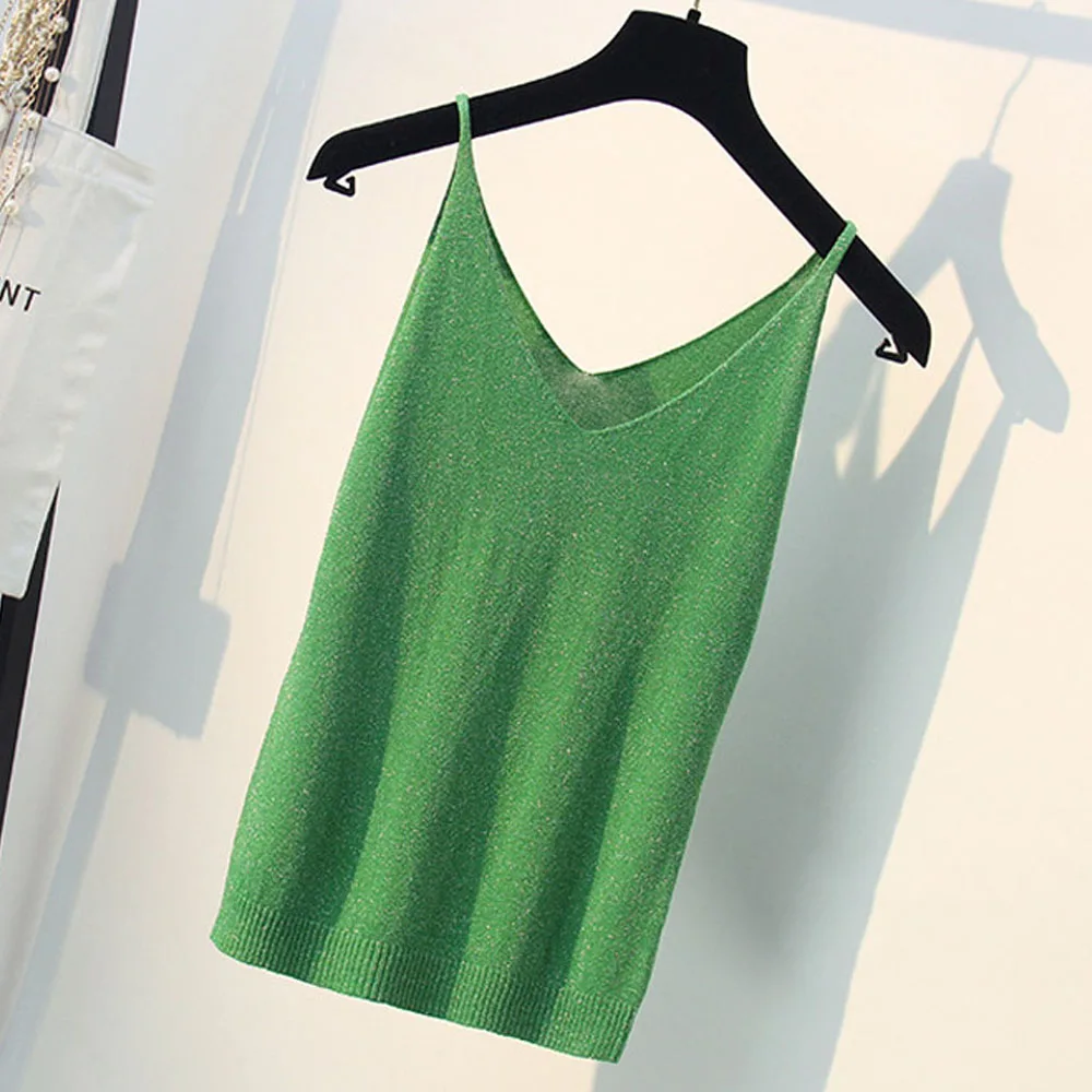 Женский трикотажный топ без рукавов с люрексом 19 цветов лето 2019|Топы| |