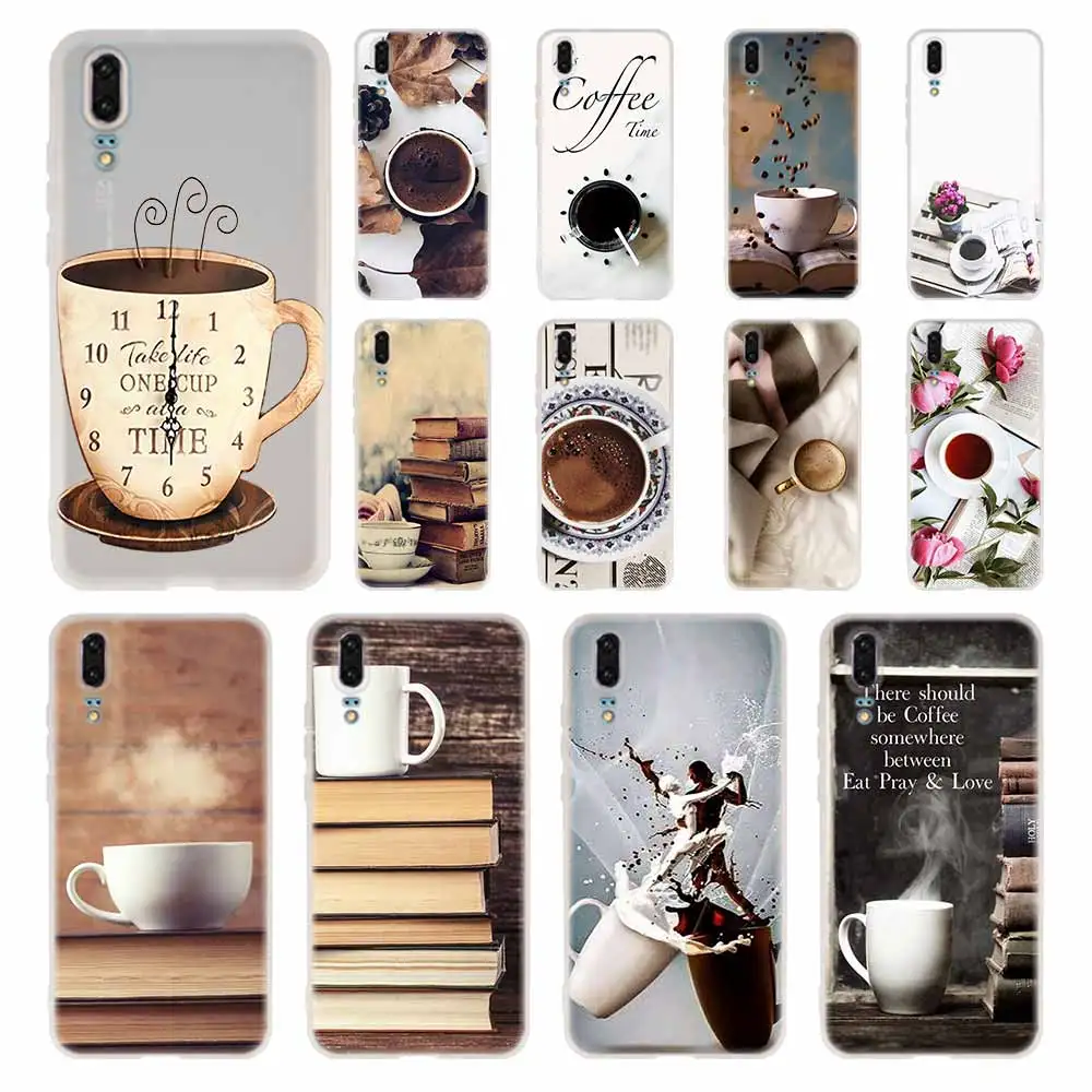 Чехол для телефона с рисунком книги кофе Huawei P40 P9 P10 P20 P30 Lite чехлы Pro P Smart 2019 мягкий