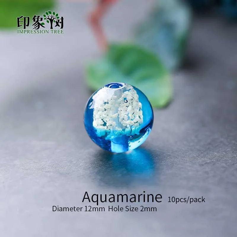 10mm Aqua 10pcs 10 шт 12 мм круглые люминисцентные стеклянные бусины с цветочной инкрустацией, светящиеся стеклянные бусины русалки ручной работы с кристаллами, сделай сам, ювелирные изделия 16019 - Цвет: 10mm Aqua 10pcs
