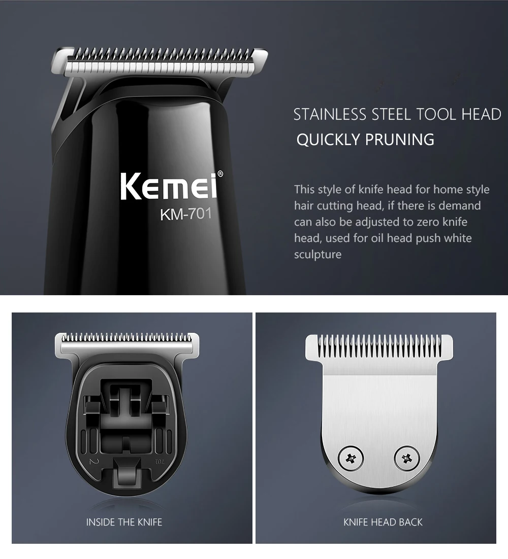 Kemei Professional Electric Hair Trimmer 0mm Baldheaded Shaver Razor Clipper graphic carving Limit Combs KM-701 | Бытовая техника