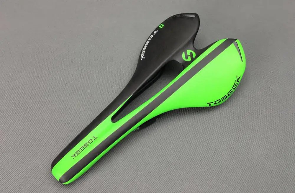 Зеленый TOSEEK SuperLight 100g Matt UD углеродное волокно велосипедное седло для езда по горной дороге части Максимальная нагрузка 150 кг - Цвет: Зеленый