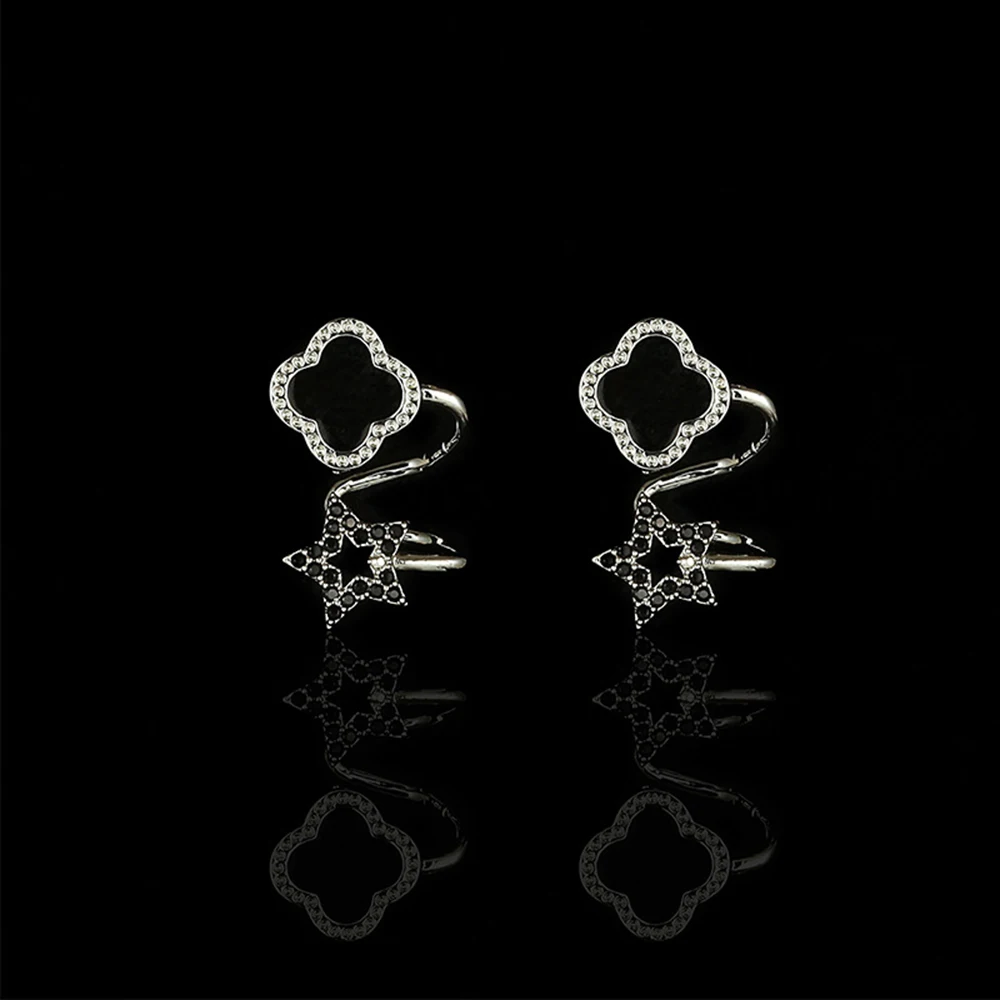 Серьги-клипсы с иголками ювелирное изделие стразы металл простая мода