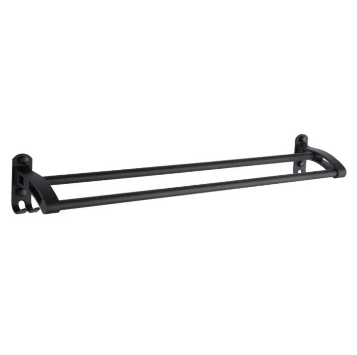 

Space Aluminum Black Towel Bar Wall Mounted Double Towel Rack Hanging Holder Bathroom Accessories Towel Storage